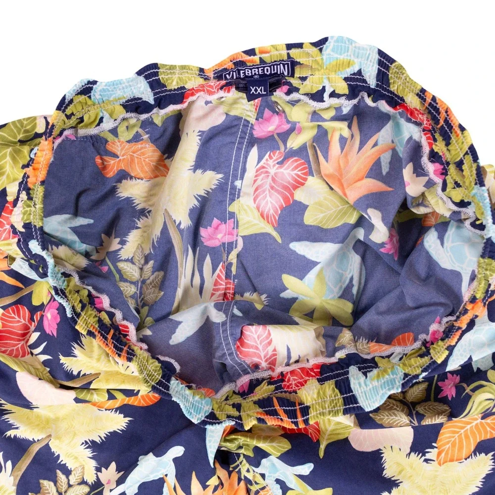 Vilebrequin Swim Trunks Mens XXL Blue Floral Tropical Nylon Shorts